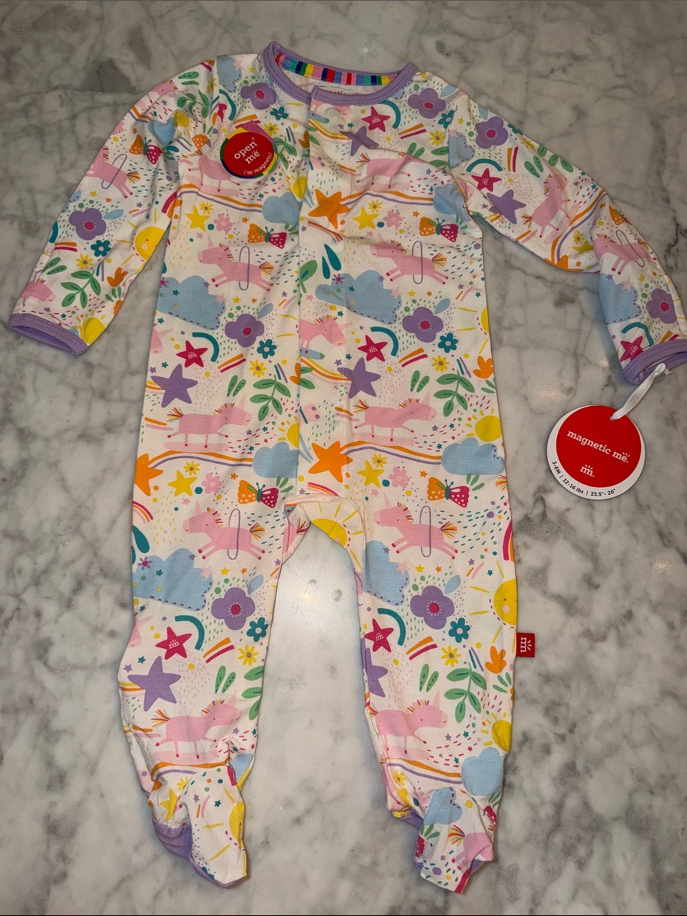 NWT MAGNETIC ME MODAL PURPLE TRIM UNICORN FOOTIE